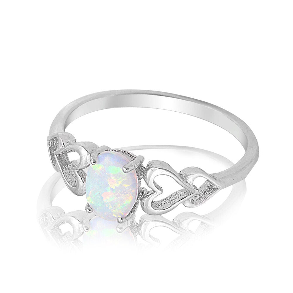 White Opal Love Cutout Promise Ring