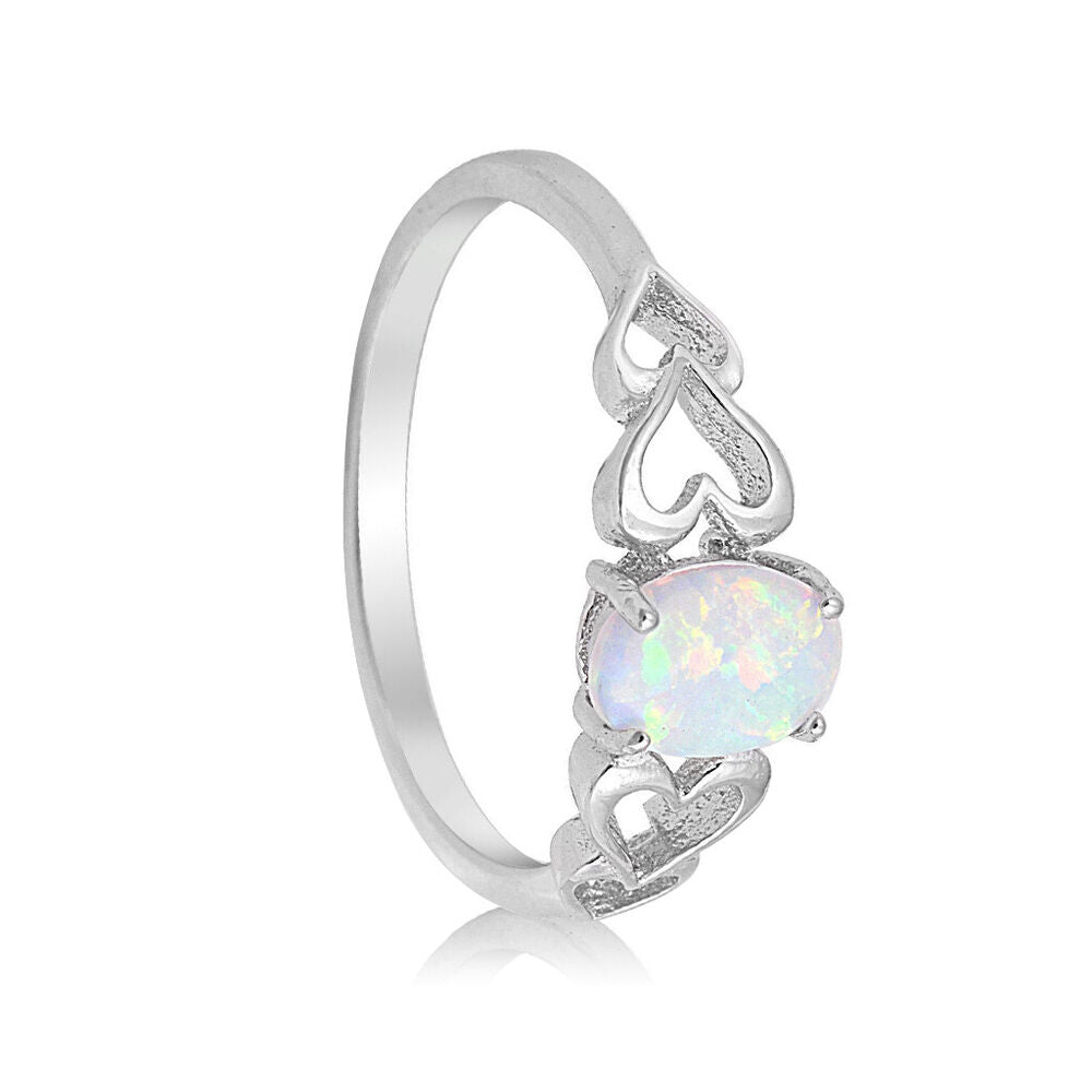 White Opal Cutout Promise Ring