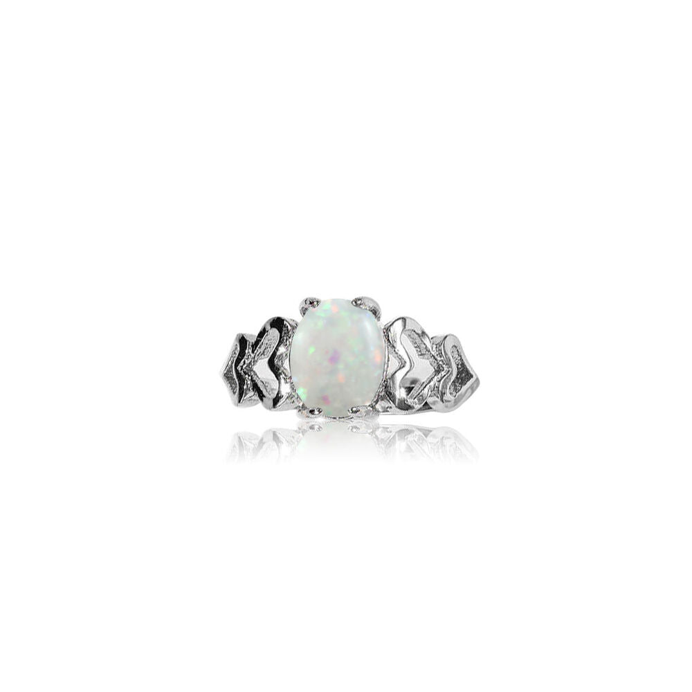 White Opal Cutout Promise Ring