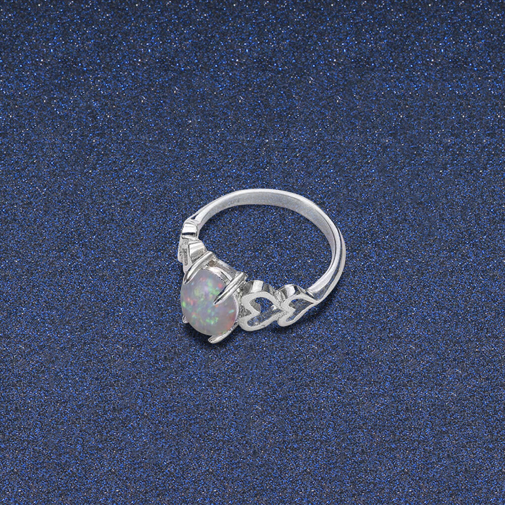 White Opal Cutout Promise Ring