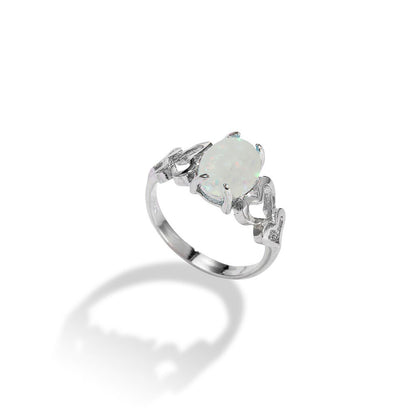 White Opal Cutout Promise Ring