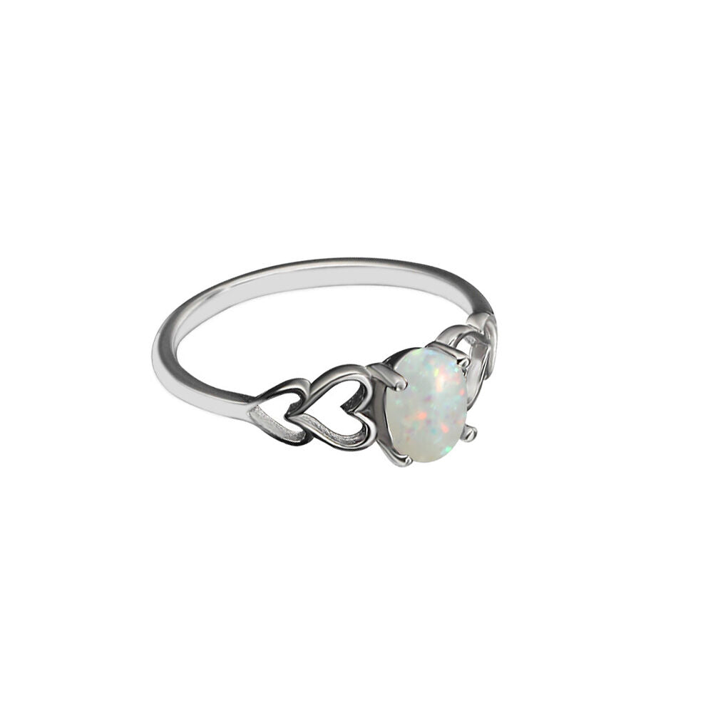 White Opal Cutout Promise Ring