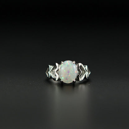 White Opal Love Cutout Promise Ring