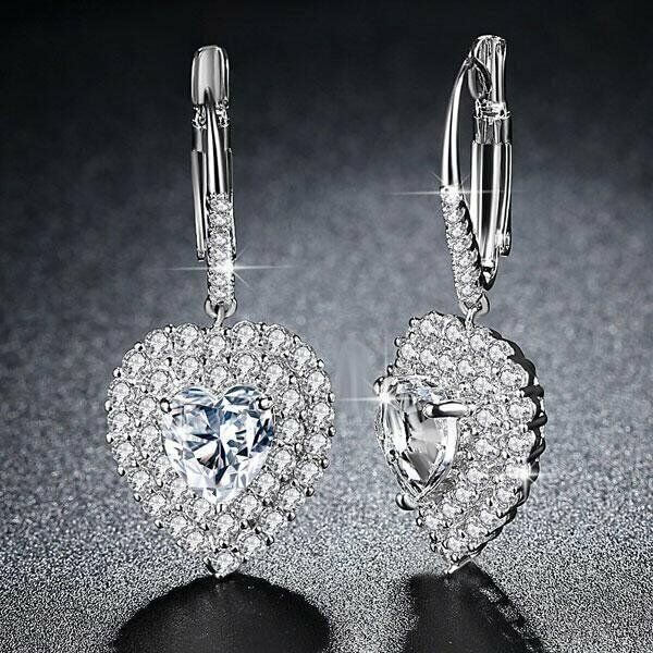 Women's Crystal Halo Drop Earrings