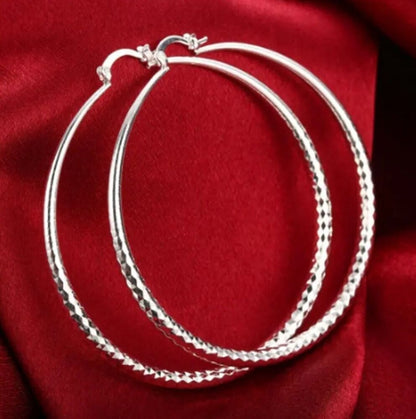 Womens 925 Sterling Silver Extra Large 70mm/2.75" Round Hoop Earrings