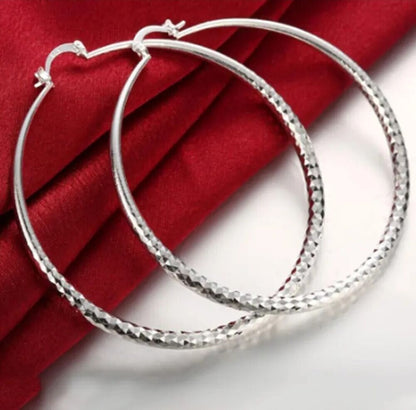 Womens 925 Sterling Silver Extra Large 70mm/2.75" Round Hoop Earrings