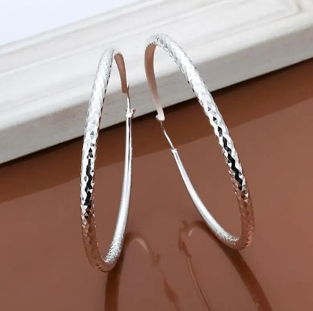 Womens 925 Sterling Silver Extra Large 70mm/2.75" Round Hoop Earrings