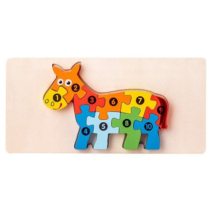 Wooden Puzzles Kids Animals Educational Toy