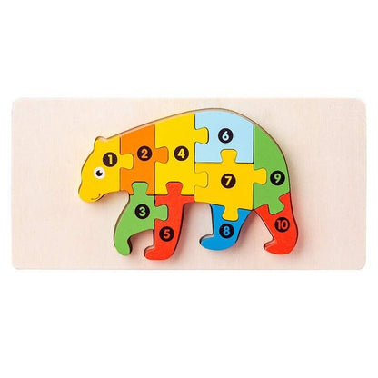 Wooden Puzzles Kids Animals Educational Toy