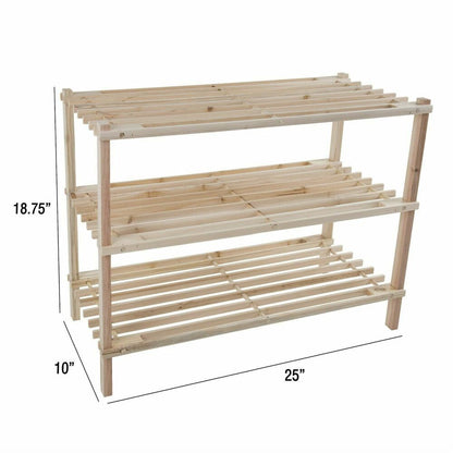 Wooden Shoe Rack Storage Holds 9 Pairs