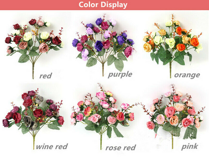 21Pcs Artificial Rose Flower Bouquet