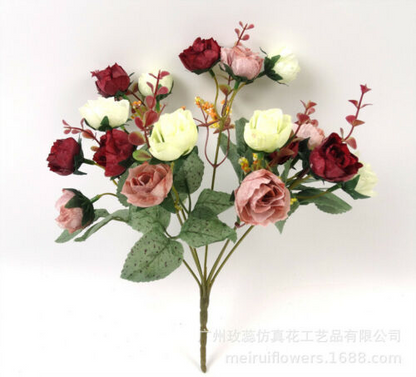 21Pcs Artificial Rose Flower Bouquet