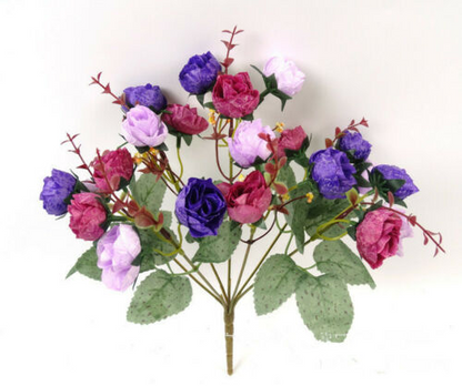 21Pcs Artificial Rose Flower Bouquet