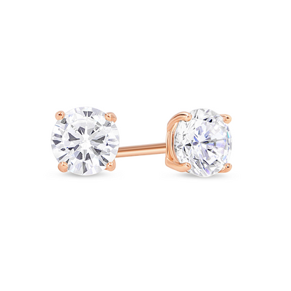 White Sterling Silver CZ Stud Earrings