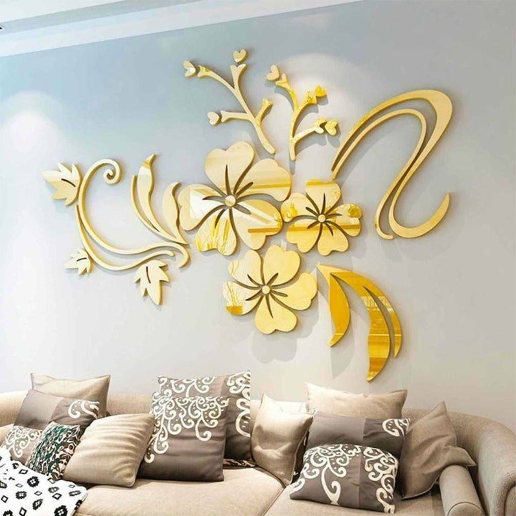 Fashion Flower 3D Mirror Wall Stickers Removable