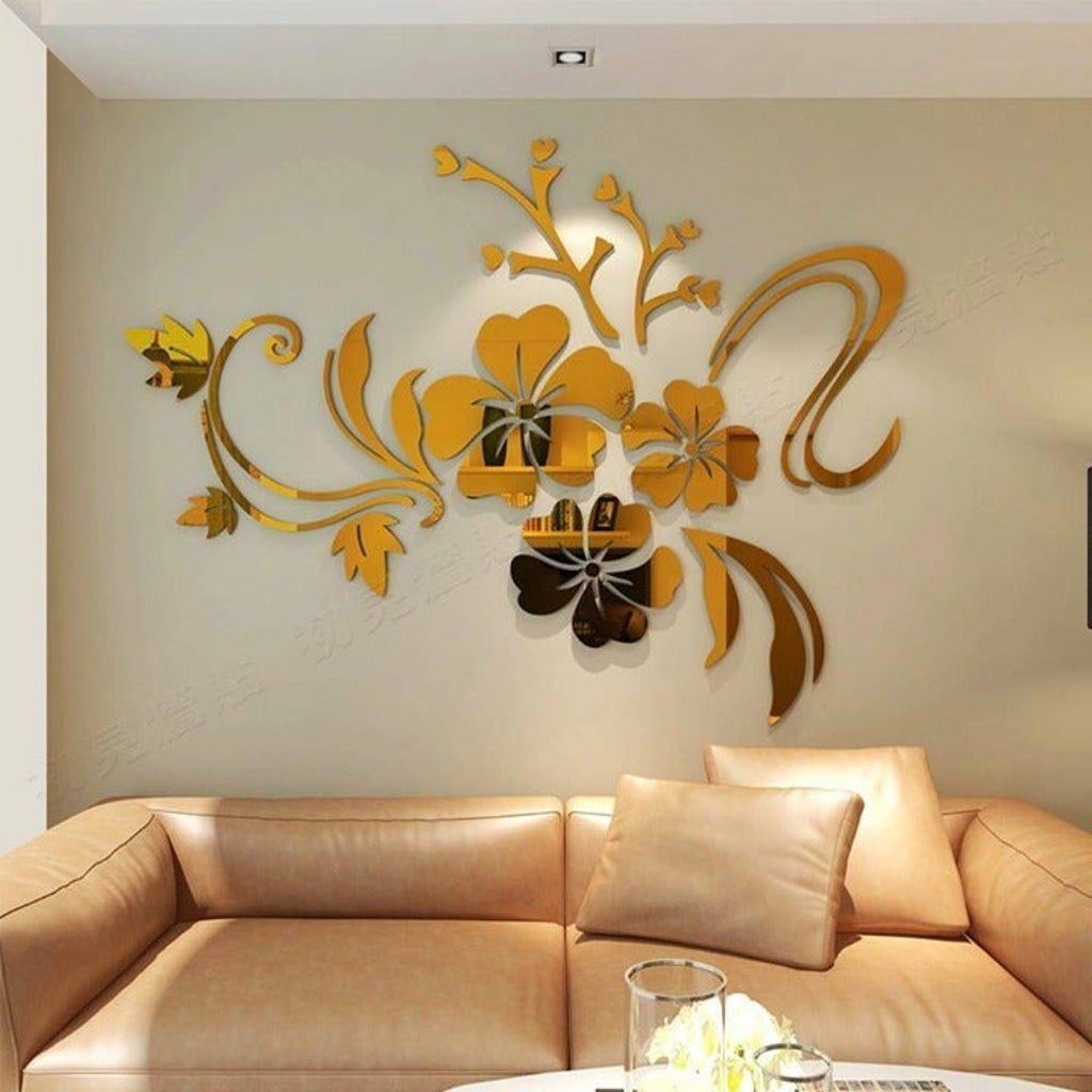 Fashion Flower 3D Mirror Wall Stickers Removable