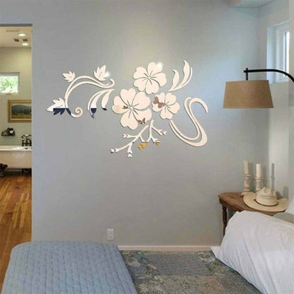 Fashion Flower 3D Mirror Wall Stickers Removable