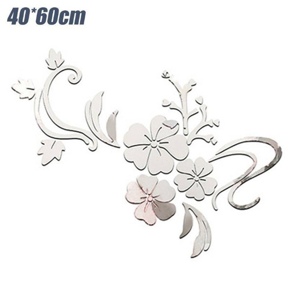 Fashion Flower 3D Mirror Wall Stickers Removable