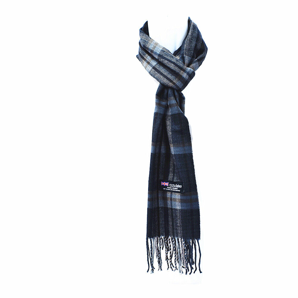 Winter Unisex 100% Cashmere Plaid Stripe Scarf