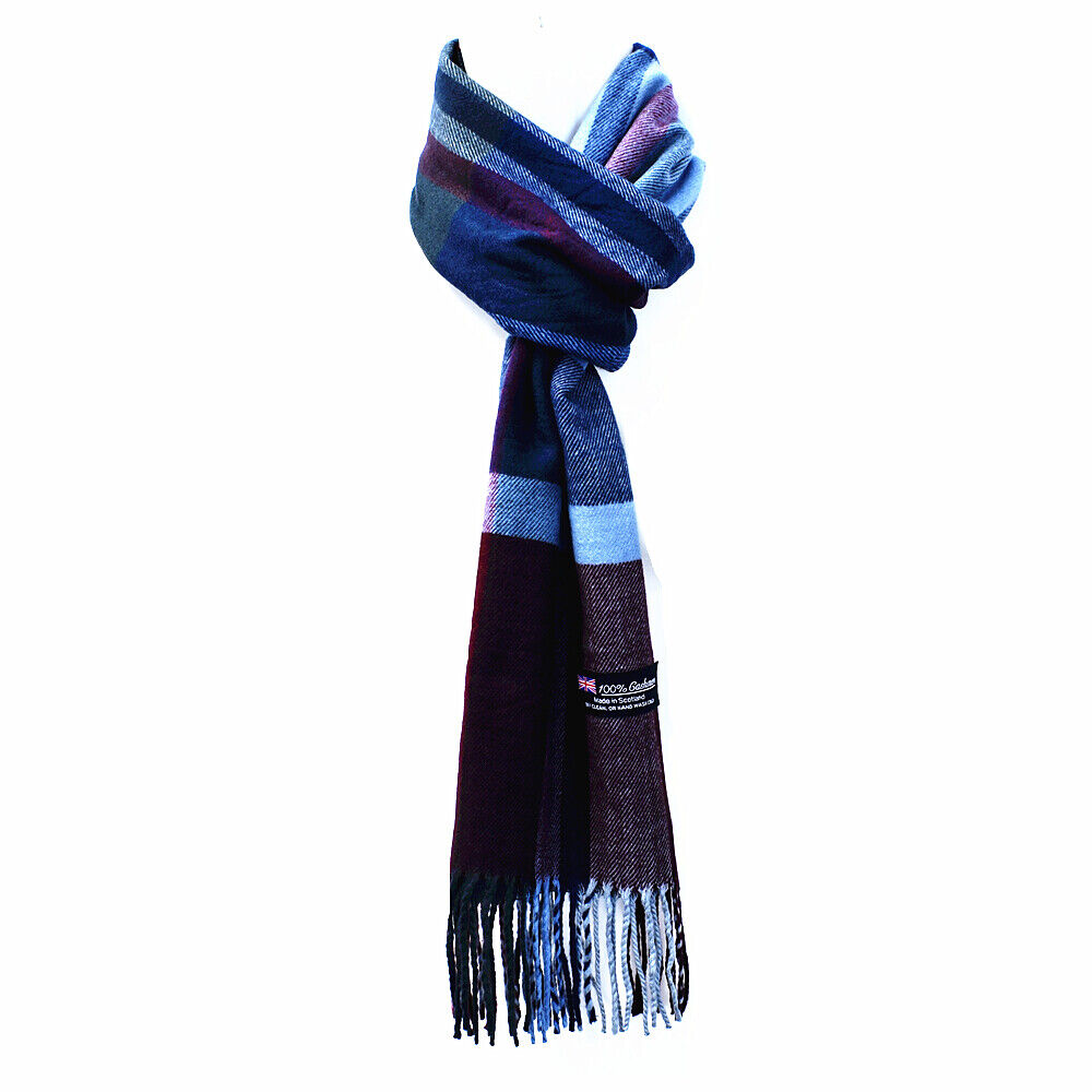 Winter Unisex 100% Cashmere Plaid Stripe Scarf