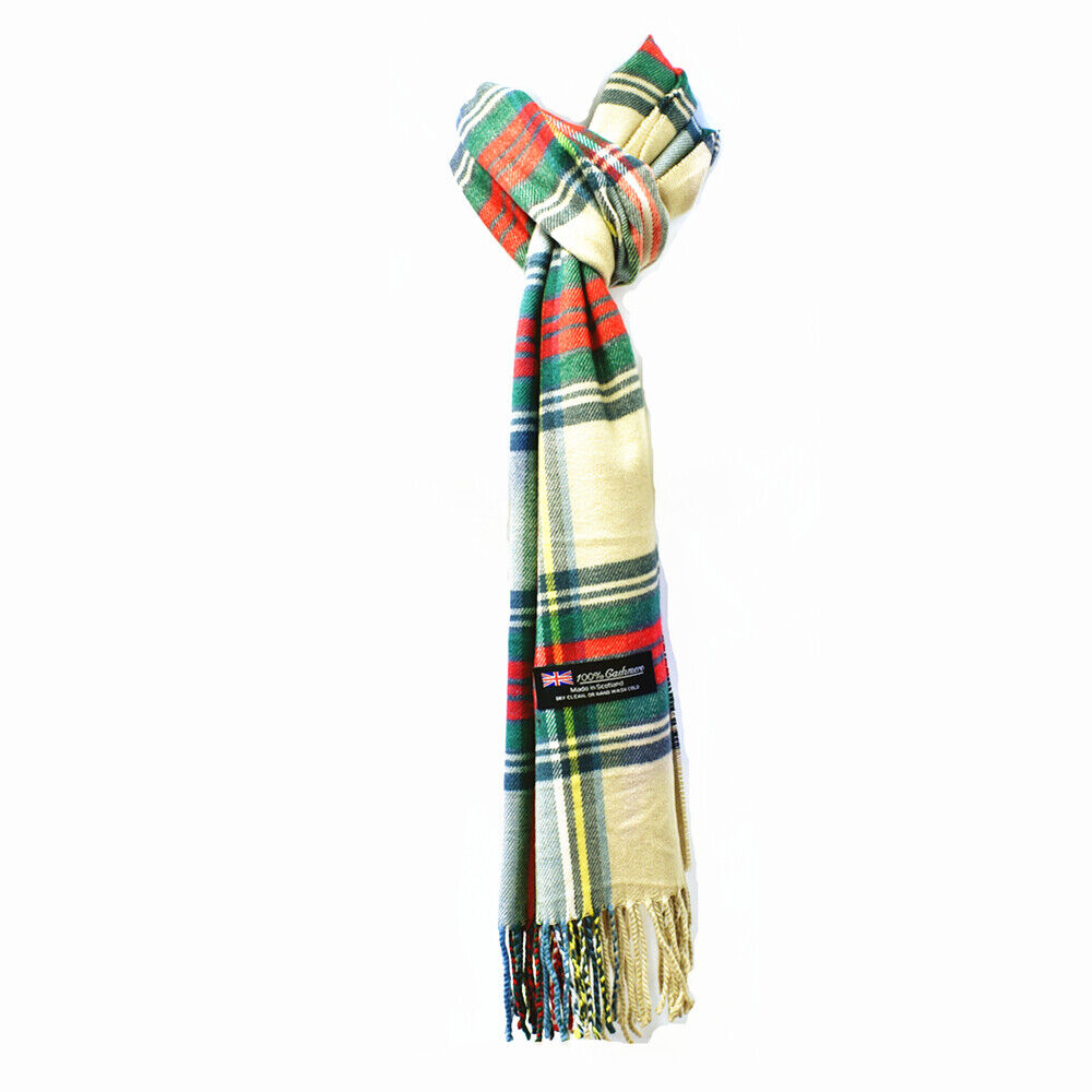 Winter Unisex 100% Cashmere Plaid Stripe Scarf