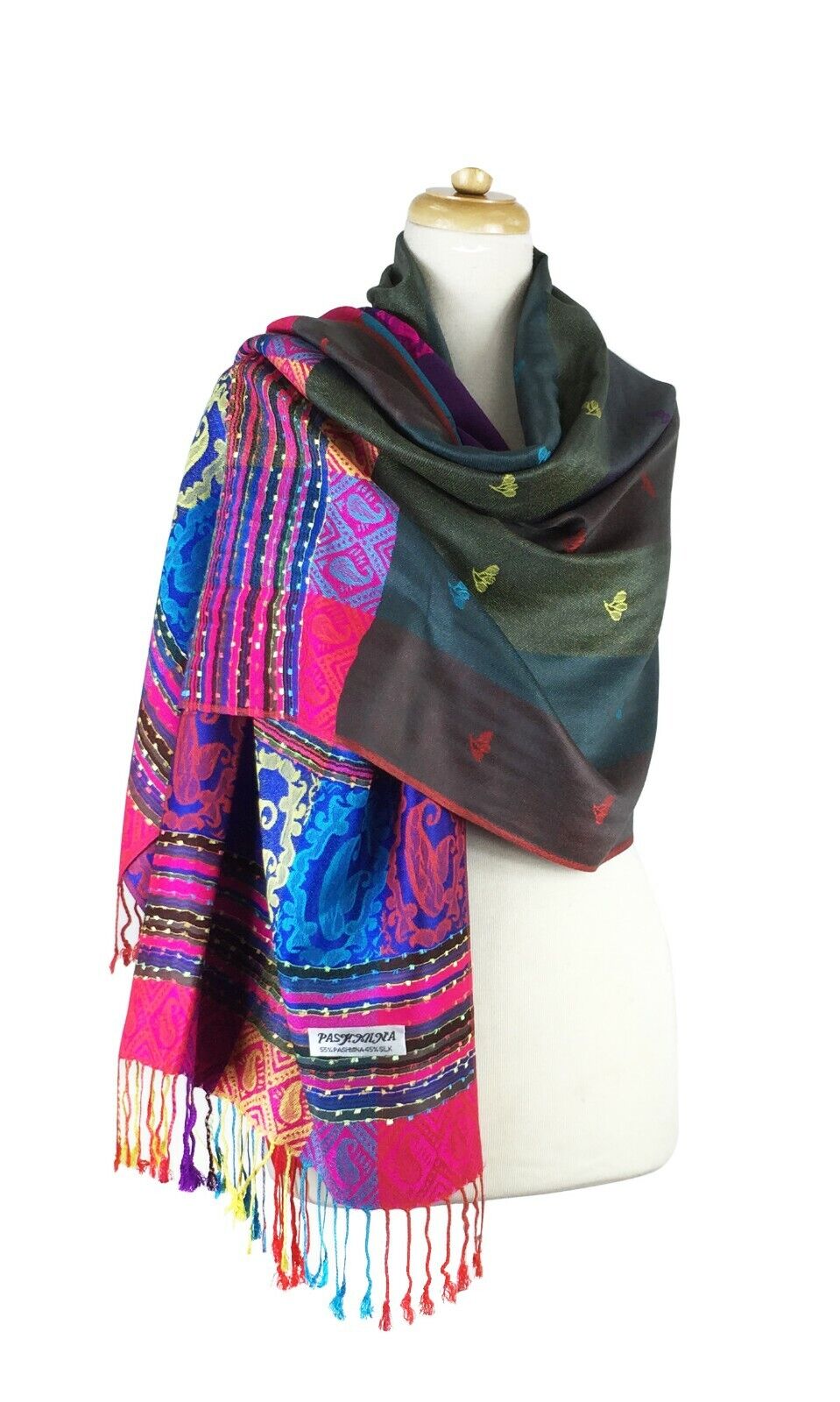 Reversible Rainbow Pashmina Scarf Shawl