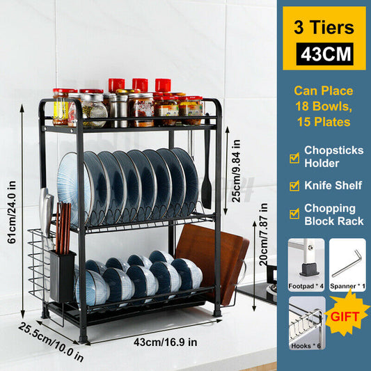 Stainless Steel Rack Storage Drainer Holder Shelf (3 Tier)