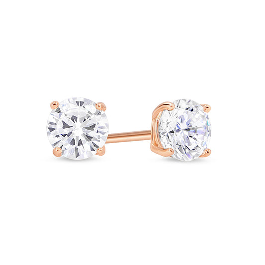 White Sterling Silver CZ Stud Earrings