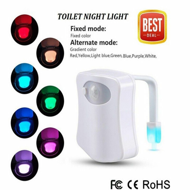 Bowl Bathroom Night LED 8 Color Lamp Sensor