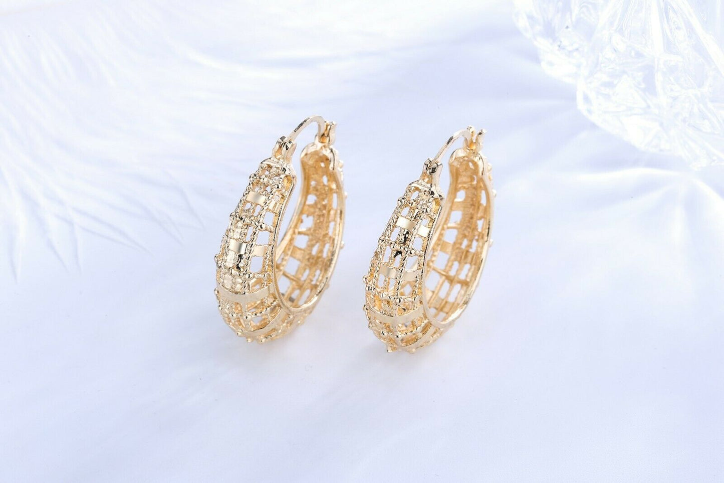 18k Layered Real Gold  Hoop Earrings