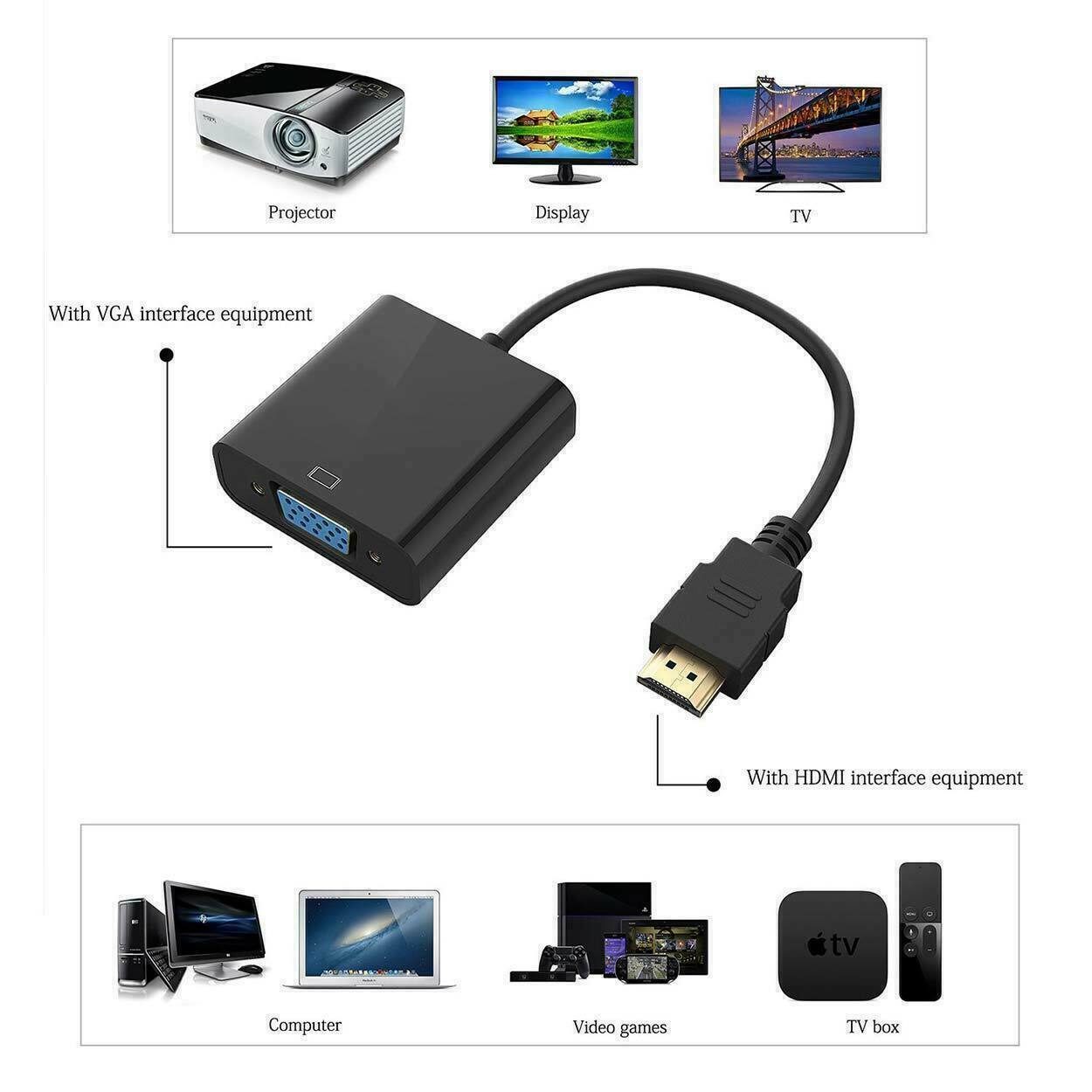 Hdmi Male To Vga Female 1080p Video Converter