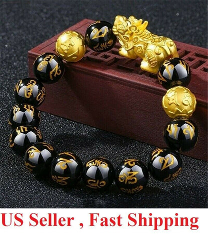 Feng Shui Black Obsidian Beads Bracelet