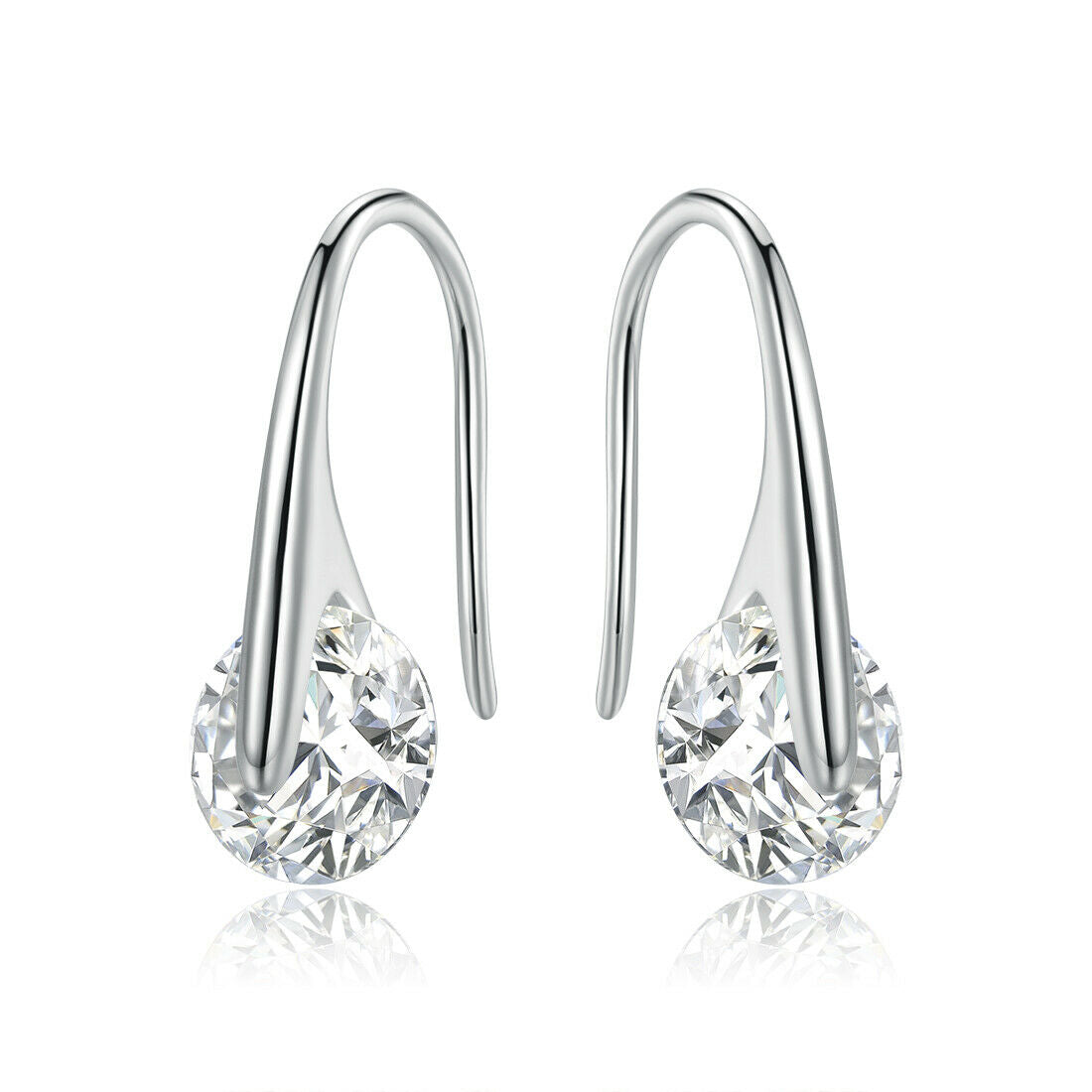 18K White Gold Plated Floating Drop Earrings