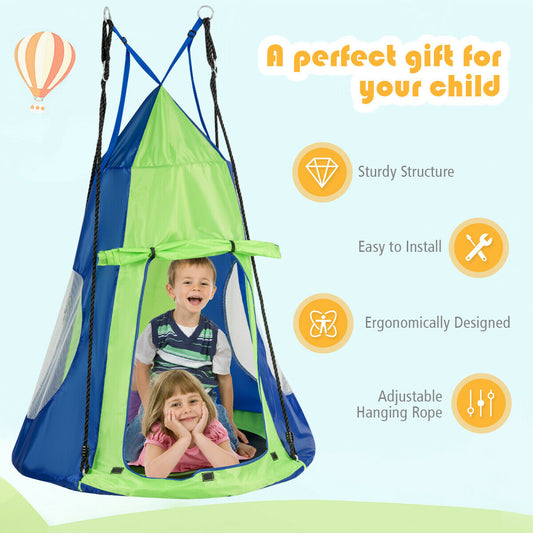 Kids Hanging Chair Swing Tent  Seat Green-40"