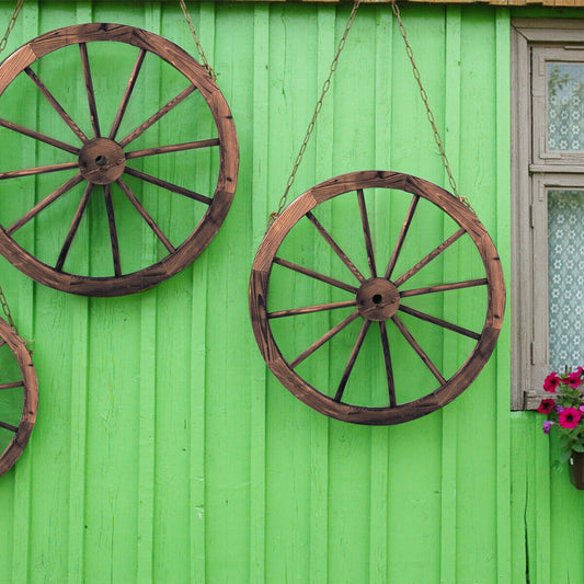 Set of 2 30" Wheel w/Steel Rim Wall Decoration