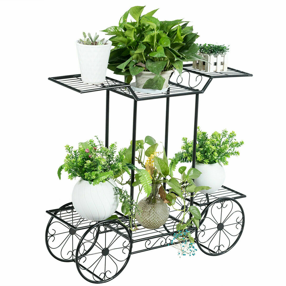 Garden Cart Stand Flower Rack Display