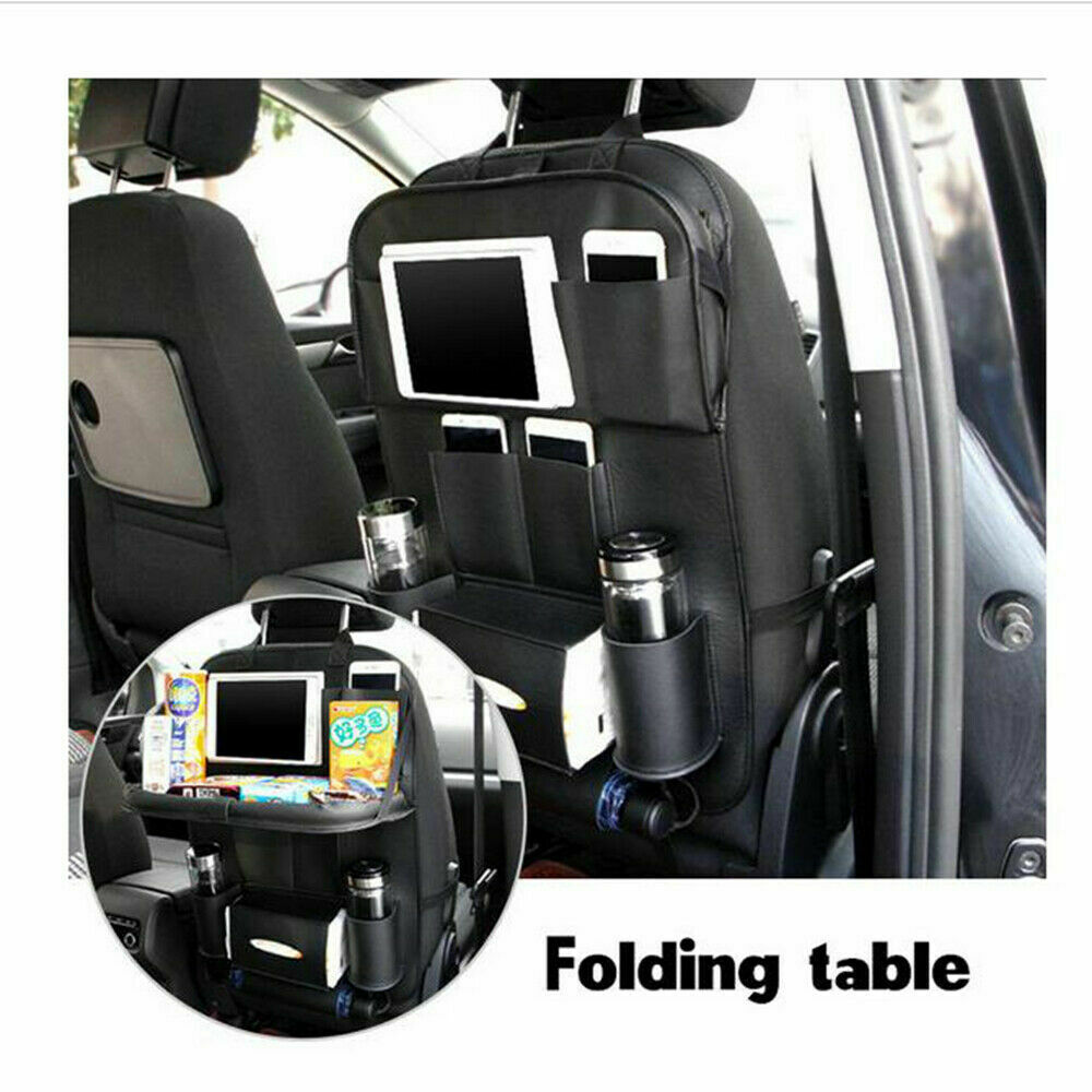 Leather Car Seat Back Holder Organizer Storage Black