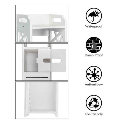 Toilet Bath Organizer Drawer Shelf White Wood