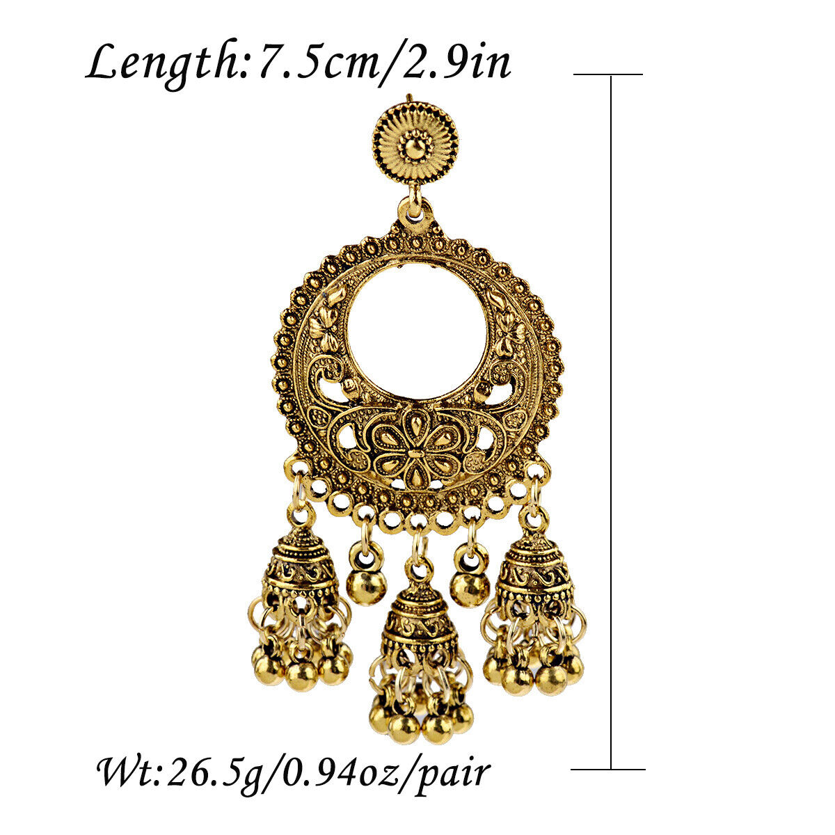 Women Bohemian Gold Tassel Jhumka