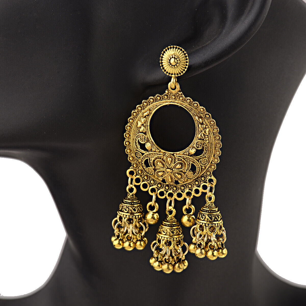 Women Bohemian Gold Tassel Jhumka