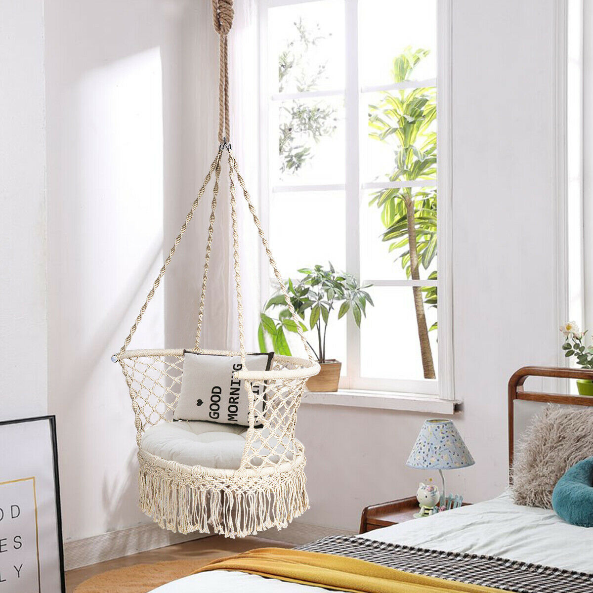 Hanging Hammock Chair Macrame Swing Hand Woven