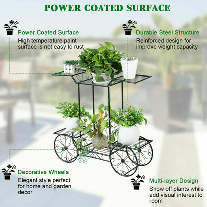 Garden Cart Stand Flower Rack Display