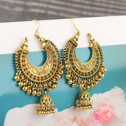 Women Bohemian Gold Tassel Jhumka