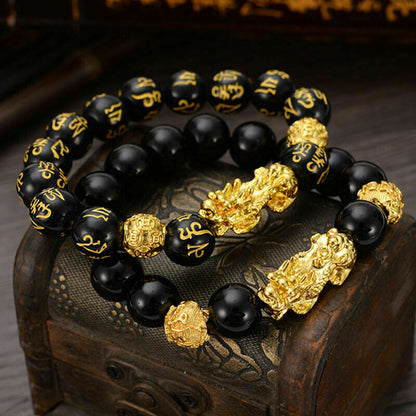 Feng Shui Black Obsidian Beads Bracelet