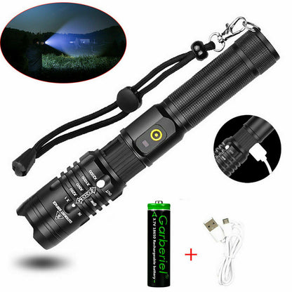 XHP50 Flashlight Zoomable 990000Lumens Rechargeable