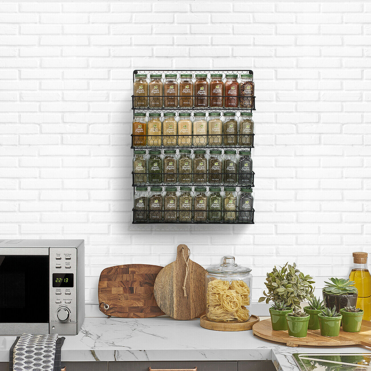 Spice Rack Organizer 4 Tier Holder, Wall Mounted