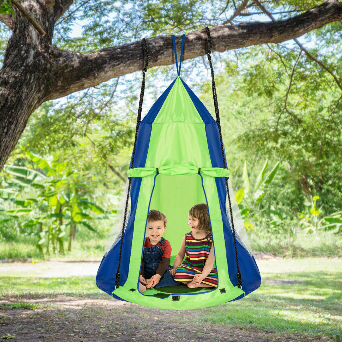 Kids Hanging Chair Swing Tent  Seat Green-40"