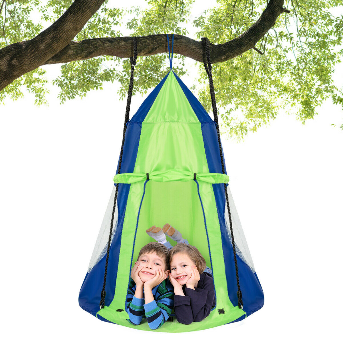 Kids Hanging Chair Swing Tent  Seat Green-40"