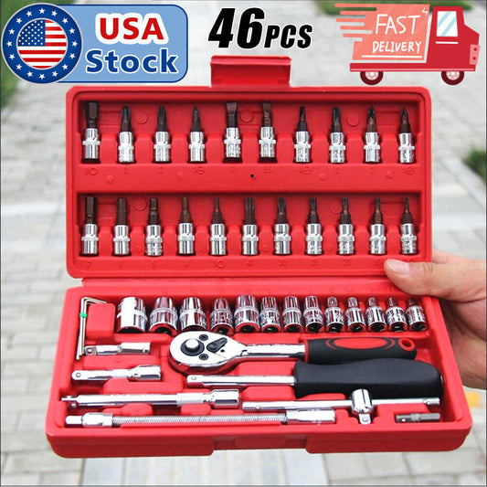 Auto Car Repairing 1/4 Ratchet Wrench Socket Tool Set-46 pcs