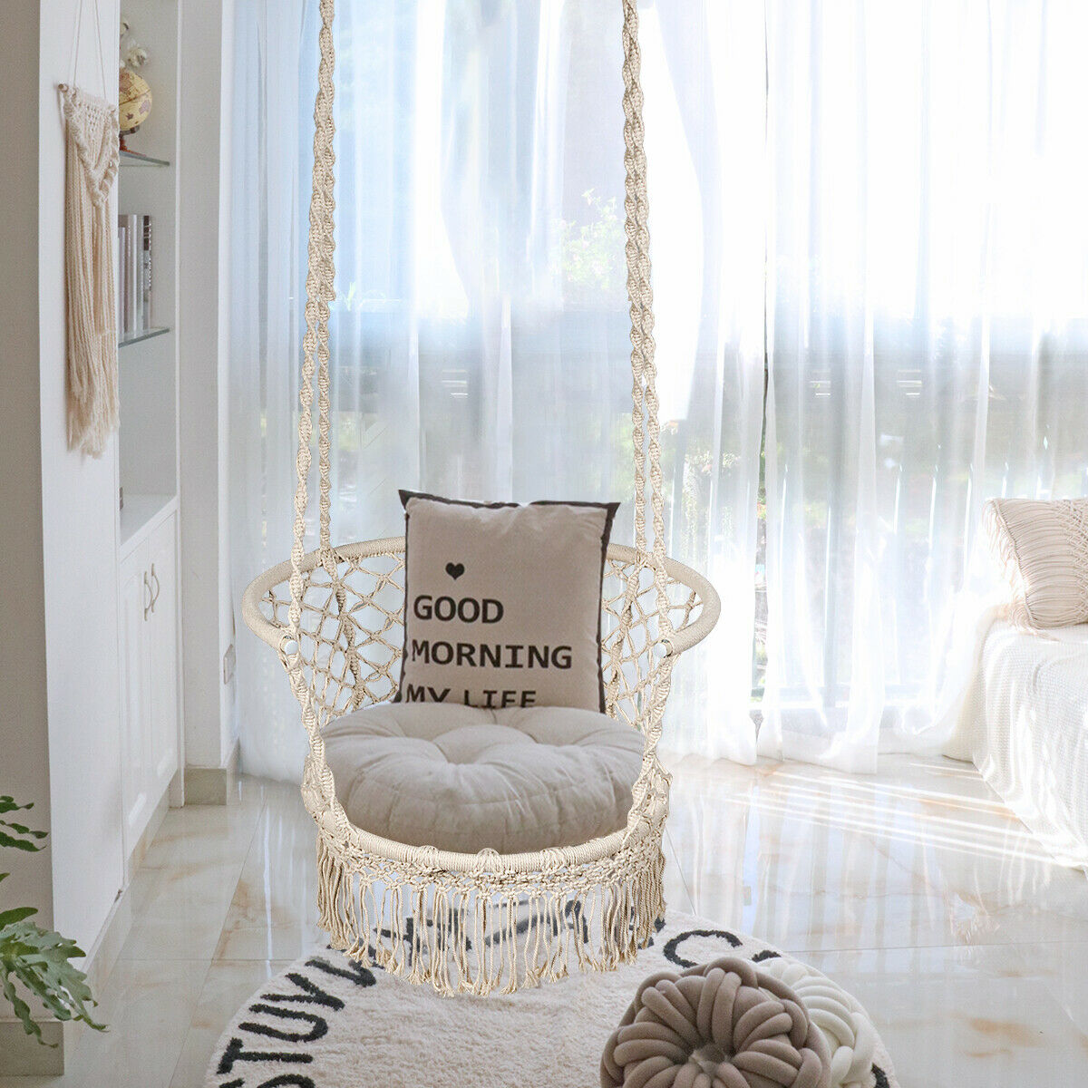 Hanging Hammock Chair Macrame Swing Hand Woven